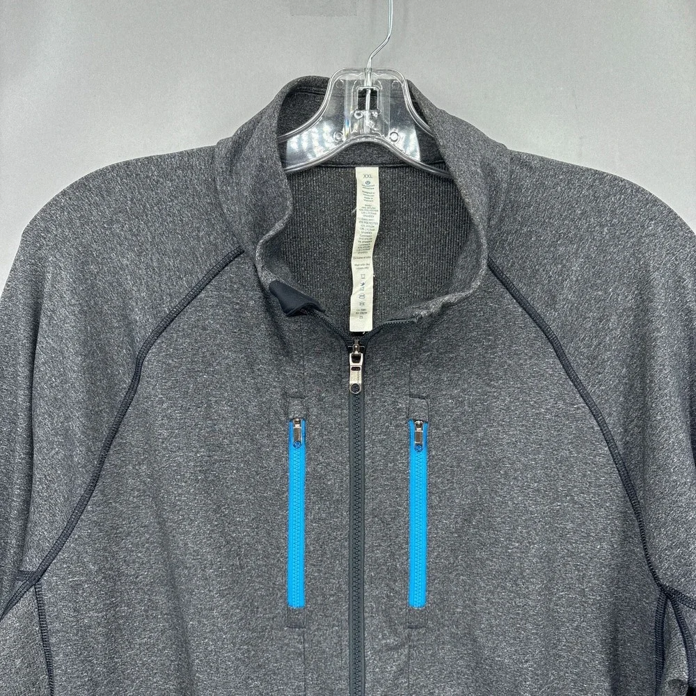 Lululemon‎ Jacket Mens 2XL Full Zip Pockets Gray Shift Running Workout Mock XXL